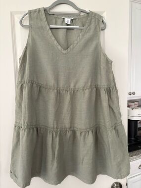 Lucky Brand  Tiered V-Neck  Dress in Sage